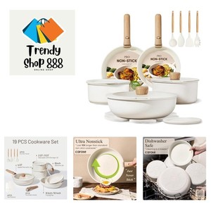Ceramic White 19-Piece Cookware Set - Non-Stick, Oven Safe, Dishwasher Friendly