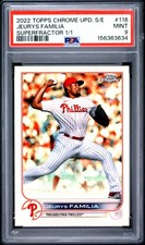 Marketplace image: 2022 Topps Chrome Update Sapphire #116 Jeurys Familia Superfractor 1/1 PSA 9