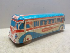 Vintage Tin Litho WOLVERINE SPEEDAWAY BUS 14" Wood Wheels