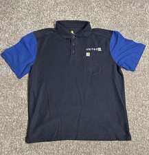 Carhartt United Airlines Uniform 103635 Mens Large Short Sleeve Blue Polo Shirt