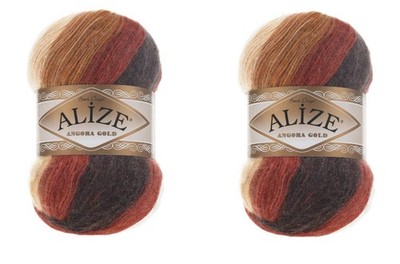 2 PCS Angora Gold Batik Yarn 20% Wool 80% Acrylic Crochet Lace 2626 Turkish
