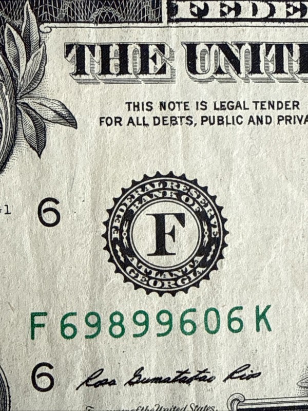 FLIPPER & PAIR "99" in 2013 $1 Dollar Bill, UNIQUE SERIAL NUMBER F 698 99 606 K