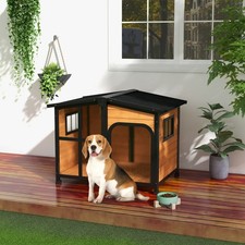 PawHut Wooden Dog Kennel, Dog House w/ Removable Floor or Large Dogs Refurbished