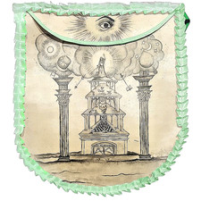 Hand-Painted Masonic Apron – 19th Century Inspired Design |Traditional Freemason