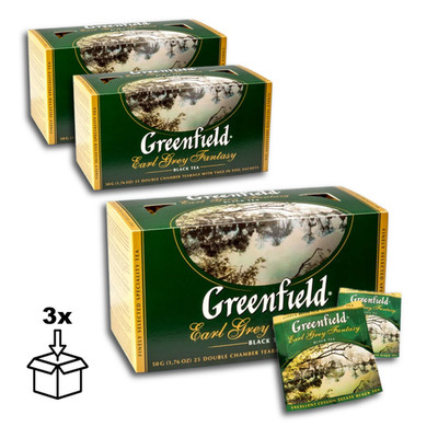Greenfield Schwarzer Tee mit Bergamotte-Aroma, 25 x 2g Teebeutel, 3 x 50g