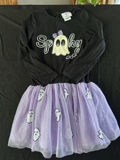 Counting Daisies Girls Size 7/8 Halloween Ghost Dress Purple and black