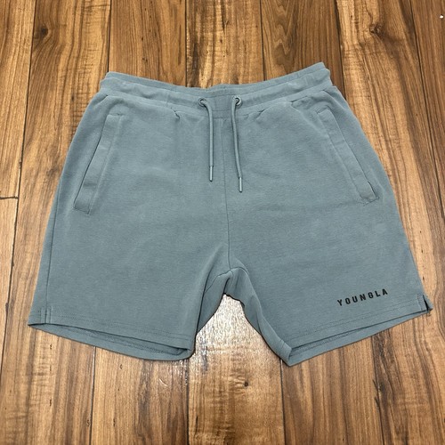 YoungLA 118 The Perfect Kordelzug Shorts Herren Large blau grau 6" Schrittlänge Fitnessstudio