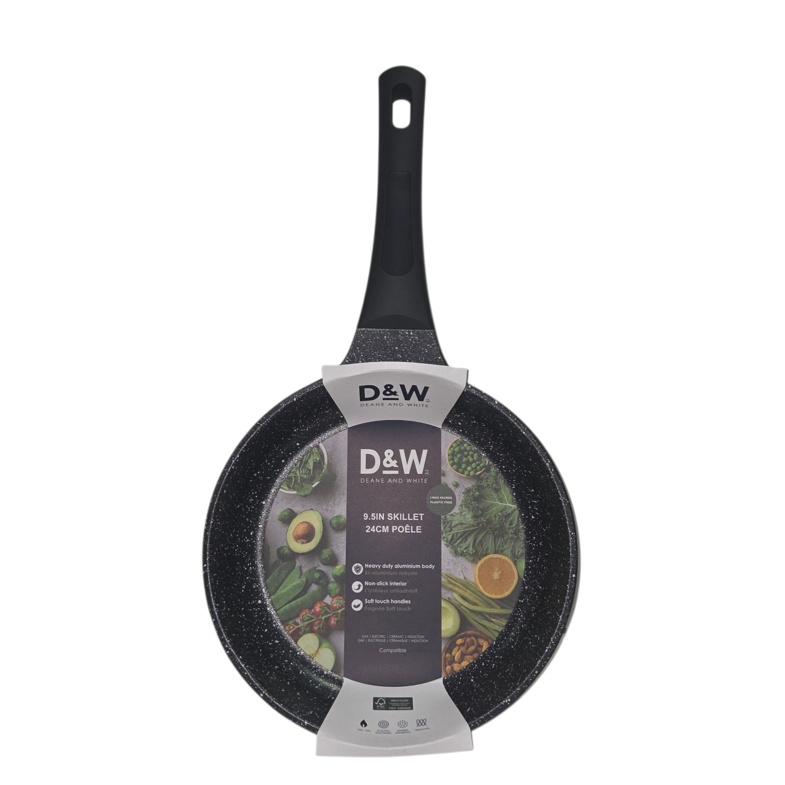 D&W Deane And White Cookware 9.5in Frying Pan Skillet Nonstick Interior Black