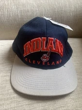 Vintage MLB Cleveland Indians With Logo Drew Pearson SnapBack Hat With Tag 