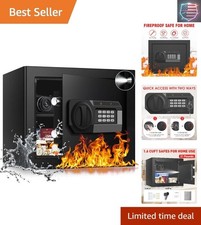 1.6 Cub Fire Proof Safe for Home Documents, Anti-Theft Digital Security Box w...