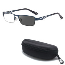Multifocal Photochromic Reading Glasses Metal Half Frame Presbyopia Eyeglasses