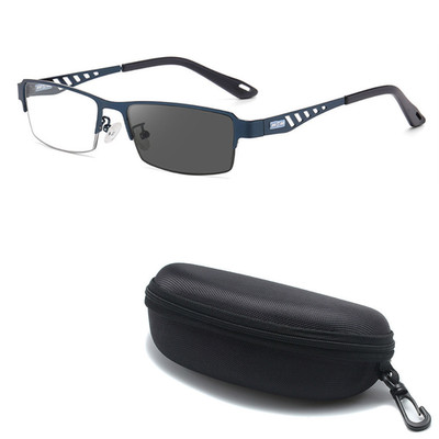 Multifocal Photochromic Reading Glasses Metal Half Frame Presbyopia Eyeglasses