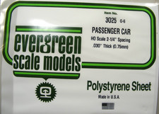 EVERGREEN 3025 STYRENE "HO" Passenger Car Siding 2 1/4" Spacing .030 Thick