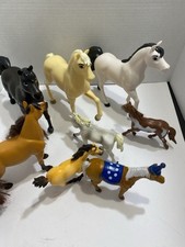 Lot of 8 Toy Horses Plastic Vinyl, Rubber- Height 2"-6" tall