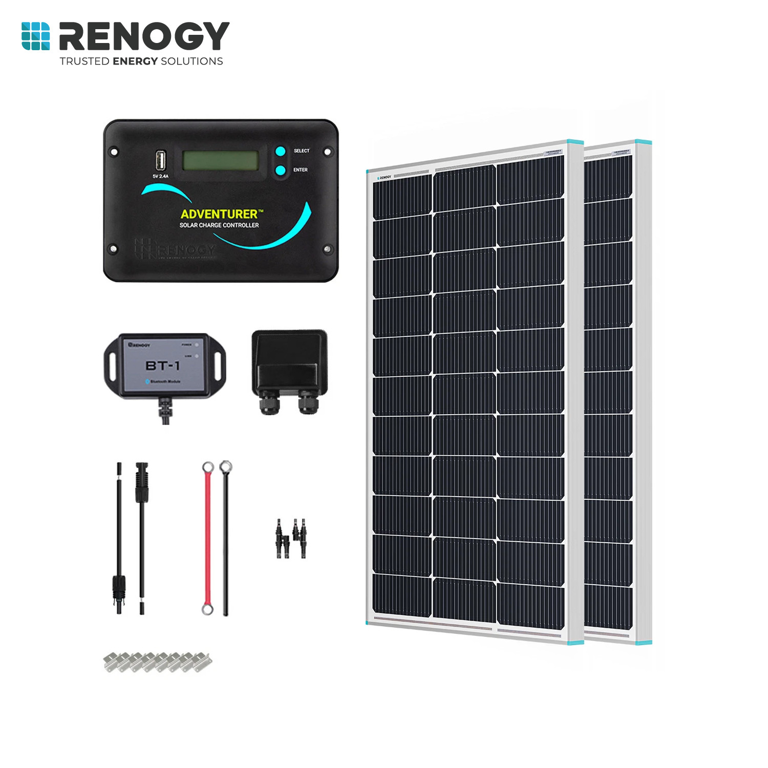Renogy 200W 12V RV Solar Panel Kit N-Type w/30A LCD PWM Char