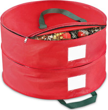 Wreath Storage Container, Christmas Wreath Storage Bags for 2 Wreath with Dual Z