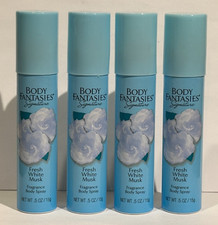 Lot Of 4 Body Fantasies Fresh White Musk Fragrance Body Spray - 0.5 oz each