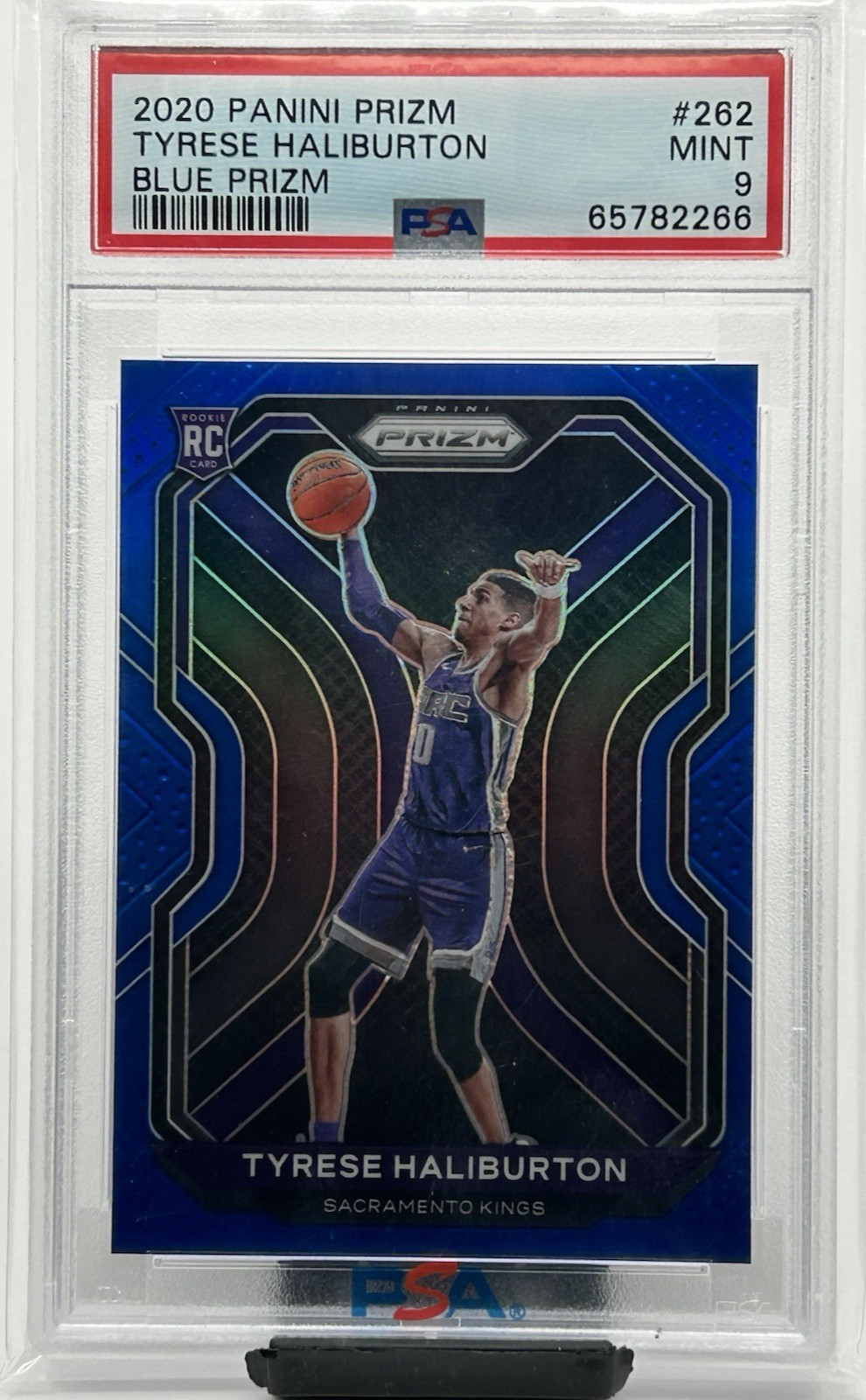 2020-21 Panini Prizm Tyrese Haliburton #262 PSA 9 Blue Prizm Rookie #/199 Kings