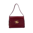 Authentic Gucci Vintage Red Leather Gold Metal GG Logo Flap Shoulder Bag