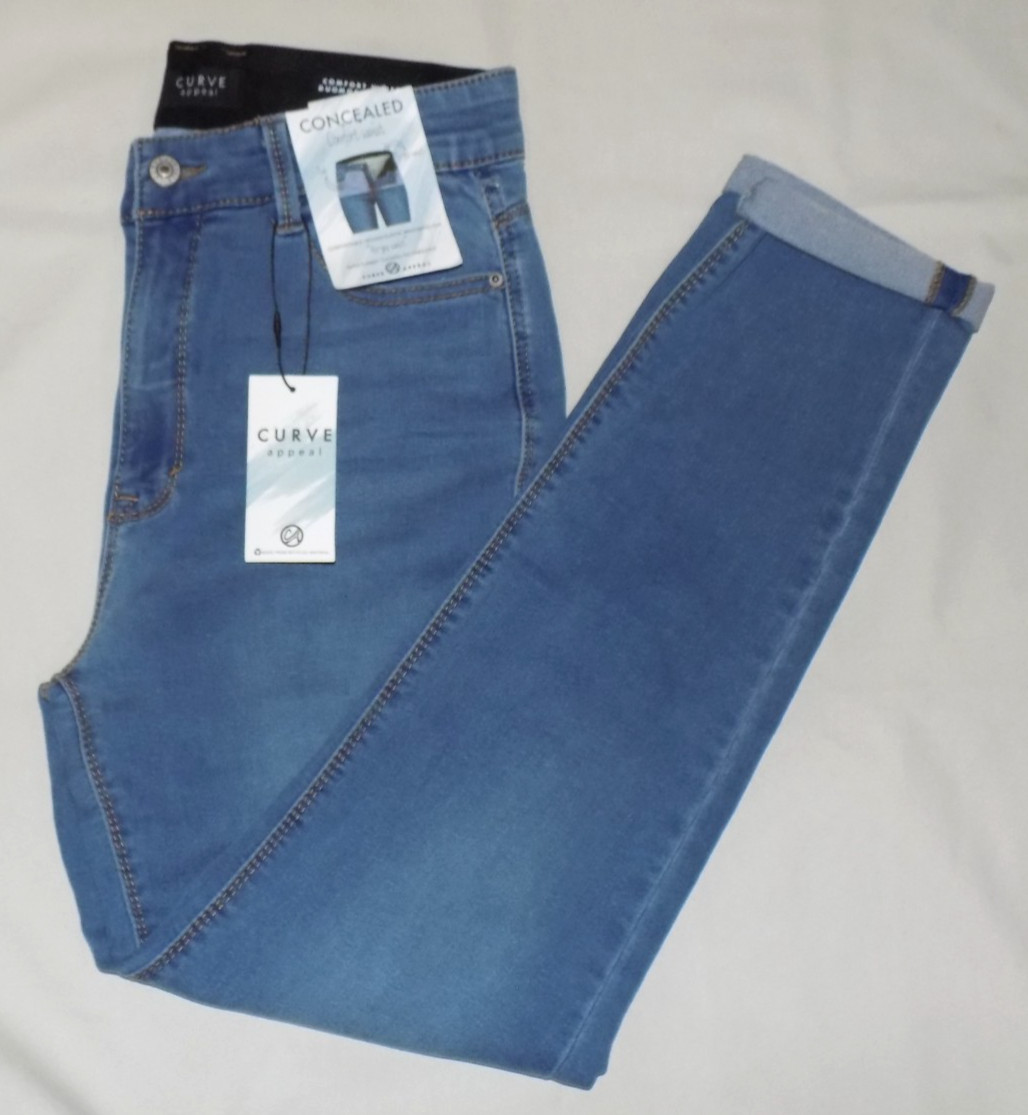 Curve Appeal Women's High-Rise Comfort Waist DuoMode Skinny Jeans Pants 8/29