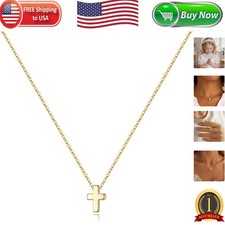 Dainty 14K Gold Plated Sideways Cross Necklace for Women  Teens - Adjustable