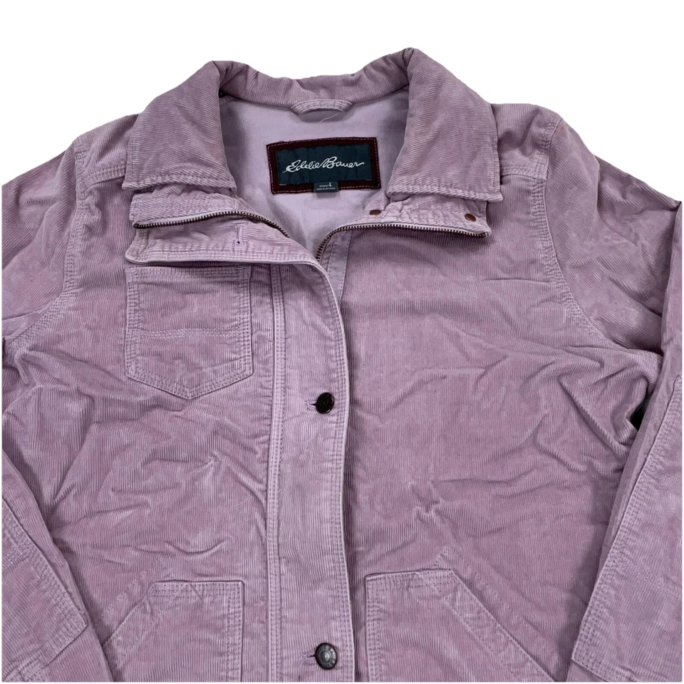 Chaqueta Eddie Bauer Mujer Grande Púrpura Pana Cazadora Sin Forro Corteza Motociclista * Foto 3 de 4