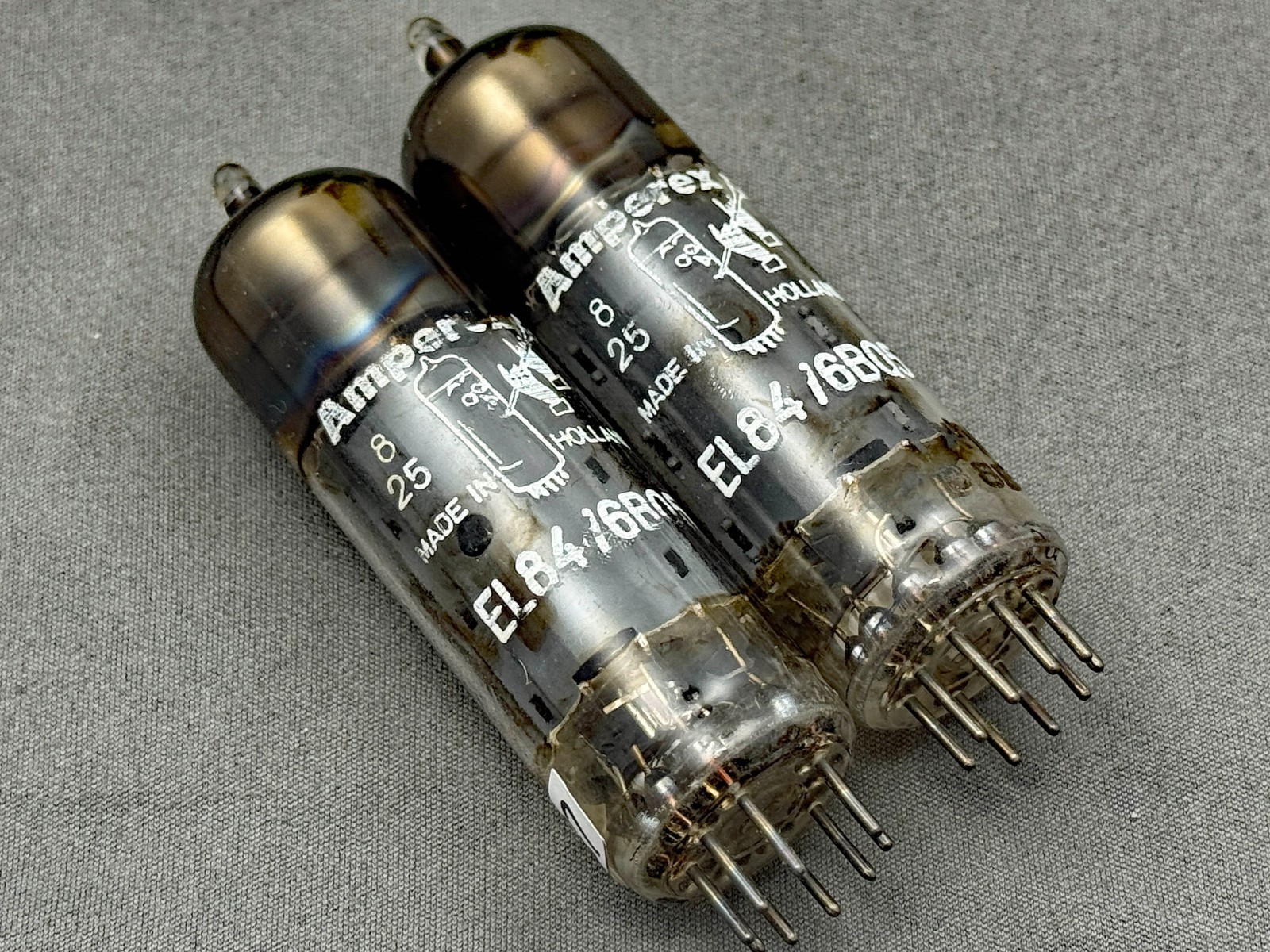 Matched Pair Mullard Amperex BB 6BQ5 EL84 Tubes Matched Codes rx1 B8B Blackburn