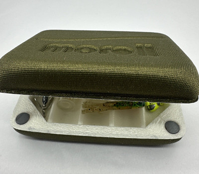 L.L. Bean Morell Foam Fly Box Olive Magnetic Fly Fishing Case With lures