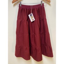Girls Mom and Pop's Kids Skirt 10/12 Burgundy Ruffle Tiered Cotton Midi Elegant