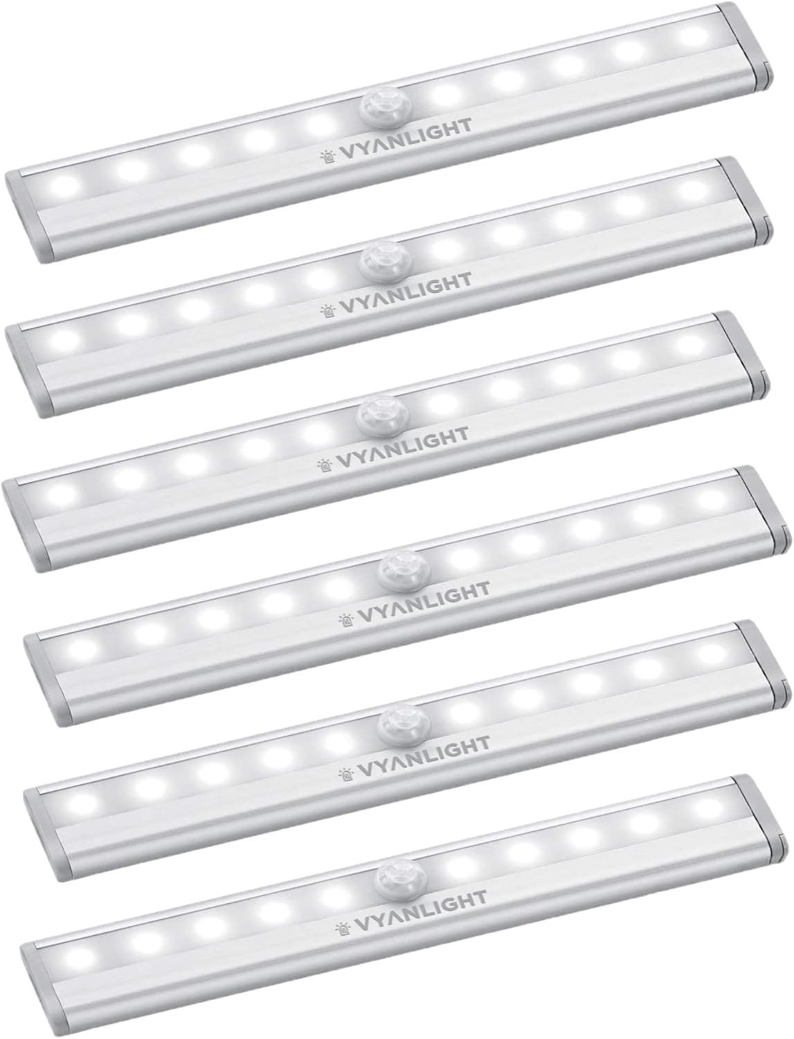 6 Pack 10-LED Light Strips Battery Operated Wireless Stick-On for ...