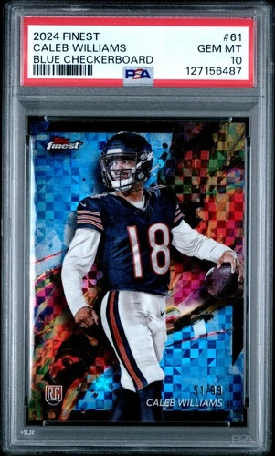 2024 TOPPS FINEST BLUE CHECKERBOARD #61 CALEB WILLIAMS 51/99 PSA 10