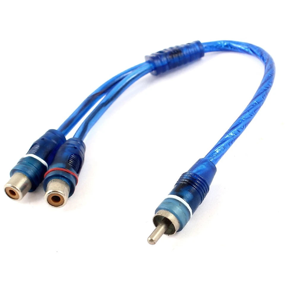 RCA mâle vers 2 RCA femelle Adaptateur AV Câble Audio connecteur Bleu - Photo 1/1