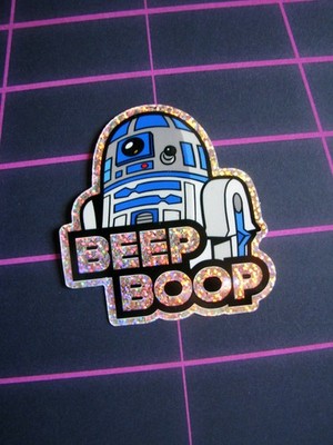R2D2 Glitter Sticker 3'' Star Wars R2-D2 Decal For Skateboard, Laptop, Car Window