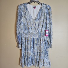 Vince Camuto XL Boho Paisley Midi Dress Blue Gold NWT