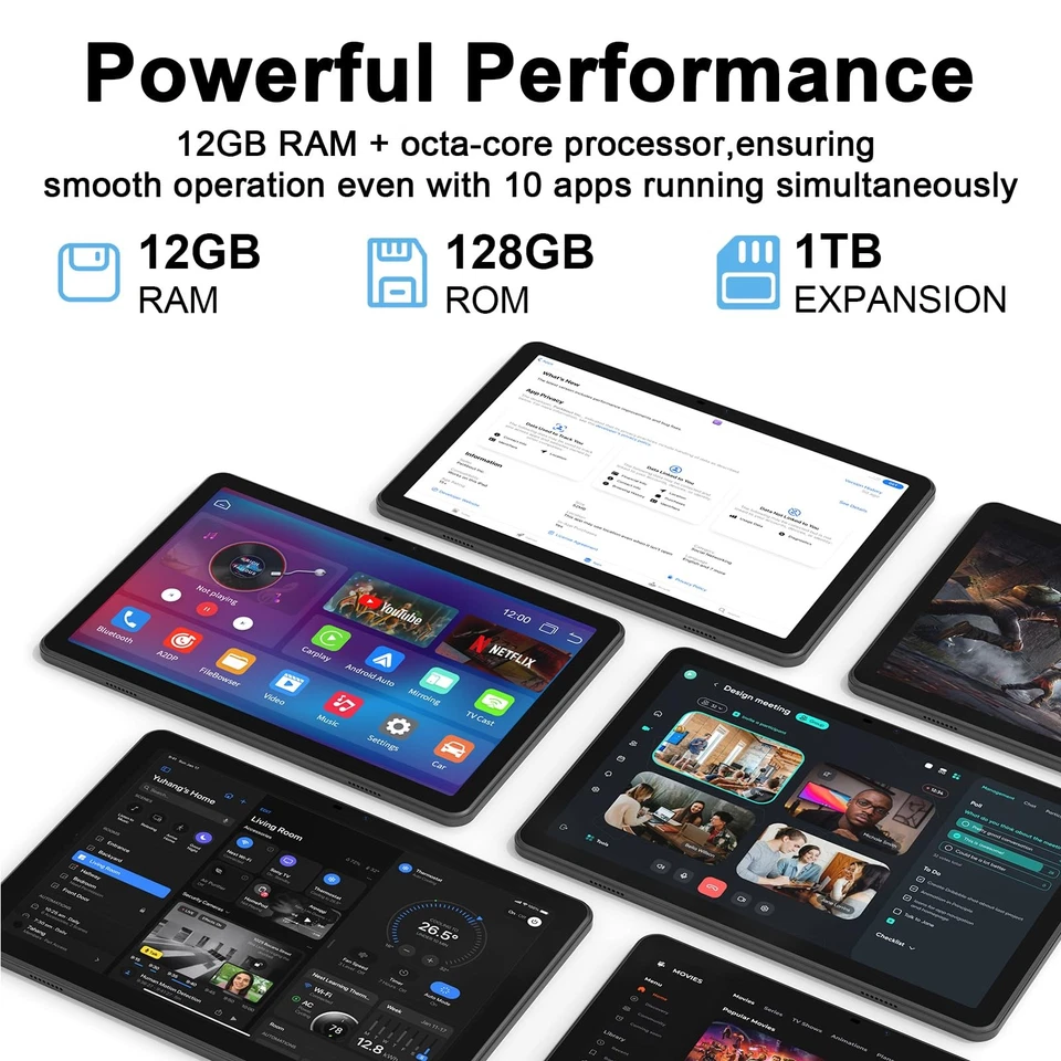 2025 Android 15 Tablet,11-inch,Android Tablet: Face Unlock, 6+6GB+128GB+1TB E... - Image 2 of 4