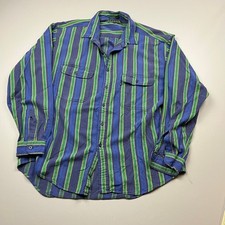 VTG Levi's Button Down Shirt Mens XL Blue Green Striped Sutter Creek Long Sleeve