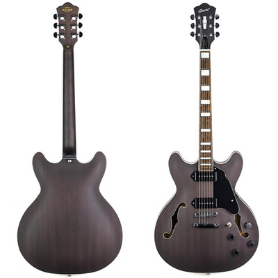 GROTE Electric Guitar Semi-Hollow Body Guitar matte finished P90 (Grey)