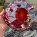 Vintage Fenton Ruby Red Carnival Glass Footed Bowl Butterfly Berry 3 Feet Irides
