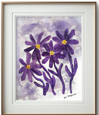 Modern Home Decor Wall Art Purple Floral Signed Original Painting