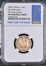 Queen Elizabeth II Memorial 2022 Sovereign Gold Proof Coin Grade PF 70 UC NGC