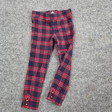 Janie Jack Plaid Button Cuff Jacquard Pant Stretch Legging Size 5