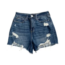 SO Womens Size 7 Super High Rise Destroyed 90s Boyfriend Denim Jean Shorts W28