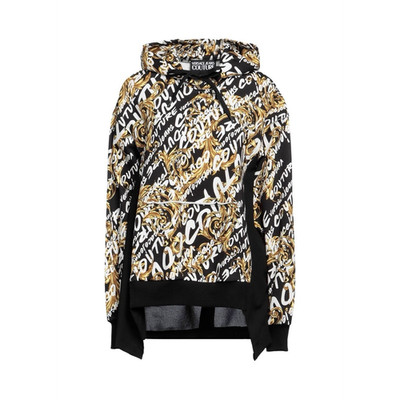 Versace Jeans Couture Women s Logo Print Hooded Pullover Hoodie S Black/Gold