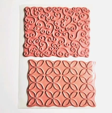 2 BACKGROUNDS SWIRL & FLOWER Unmounted Rubber Stamps Garden Doodle bb296