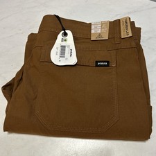 Prana Stretch Zion Straight Belt Cargo Roll Khaki Outdoors Pants Mens 36 x 32