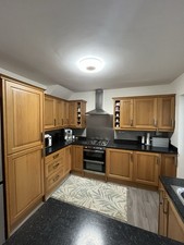 Complete Shaker Style Oak Kitchen Including Units Work Tops and Appliances