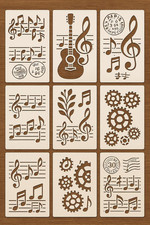 Stencils Reusable Plastic Templates 9Pcs Craft Paint Template Musical Notes Gear