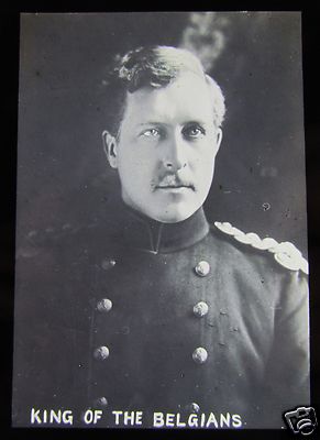 Glas Magische Laterne Dia WW1 STAATSOBERHAUPT BELGIEN UM 1915 KÖNIG ALBERT I NO1 