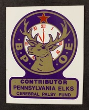 Vintage B.P.O.E. Pennsylvania Elks Contributor Cerebral Palsy 11th Hour Sticker