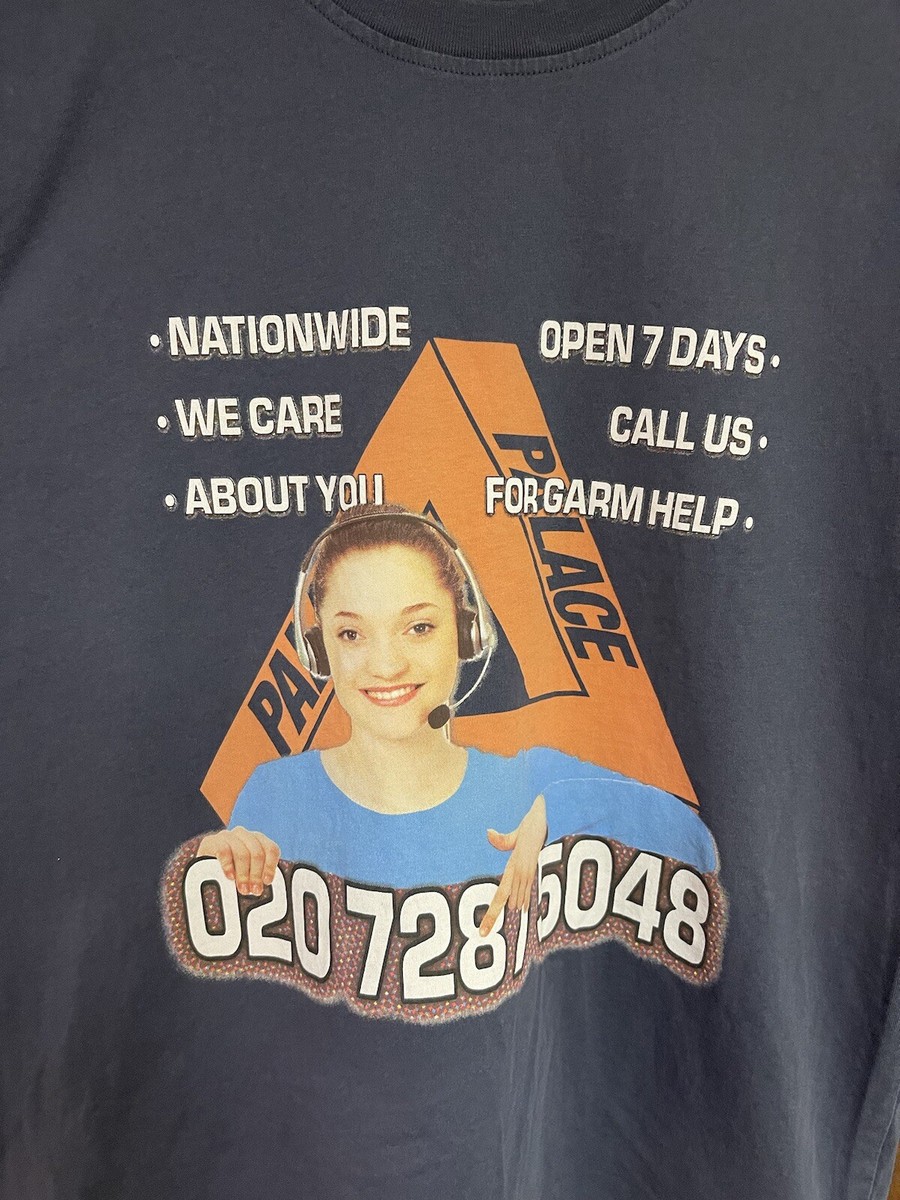 Palace T Shirt Mens Large Blue Orange International Hotline